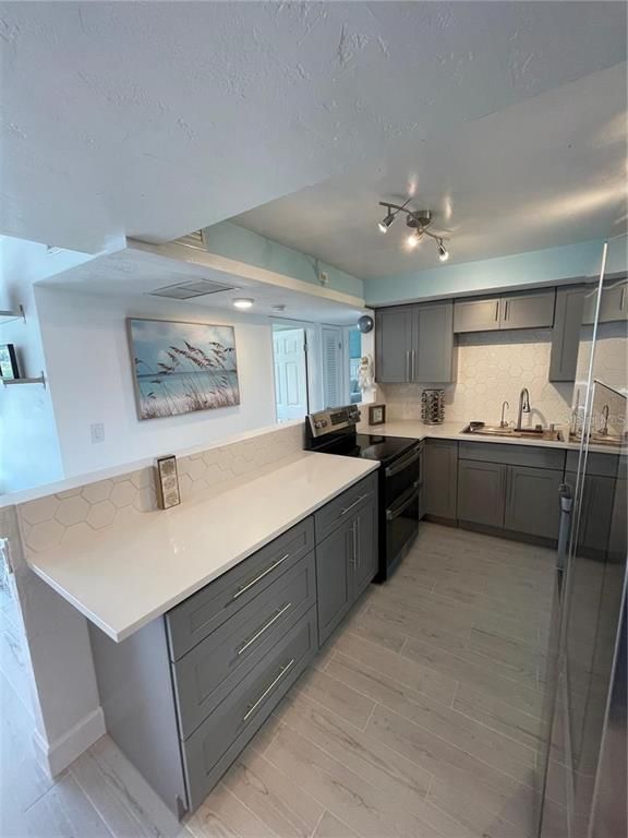 Interior, Kitchen, Recessed Lighting, Wood Texture Flooring