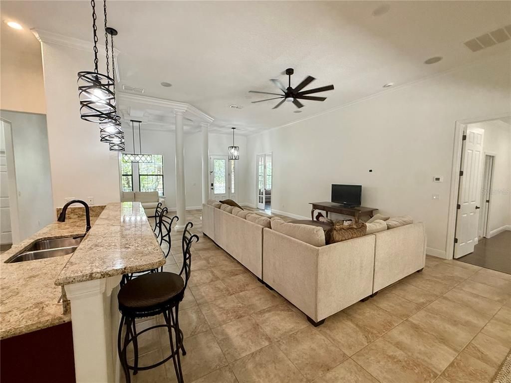 Interior, Kitchen, Living room, Pendant Lights, Recessed Lighting