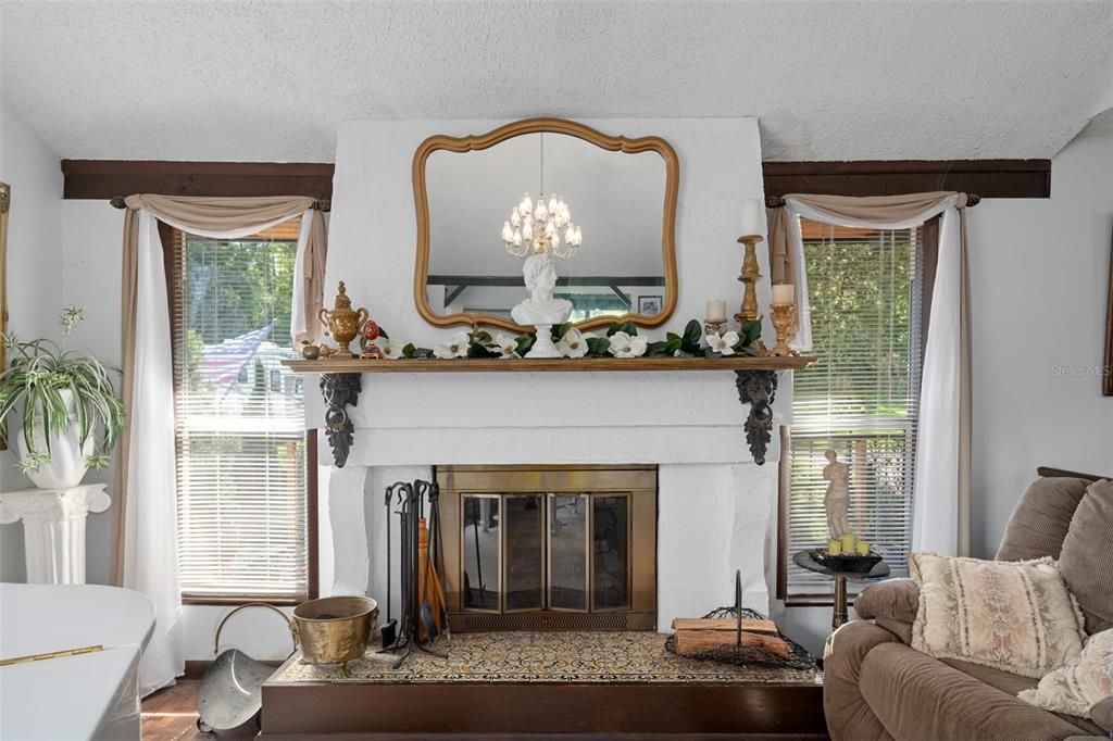 Fireplace, Interior, Wood Texture Flooring