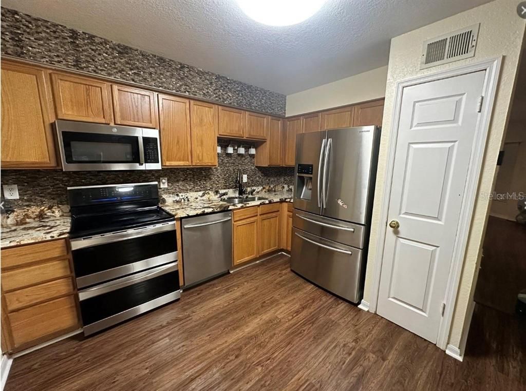 Interior, Kitchen, Stainless Steel Appliances, Wood Texture Flooring