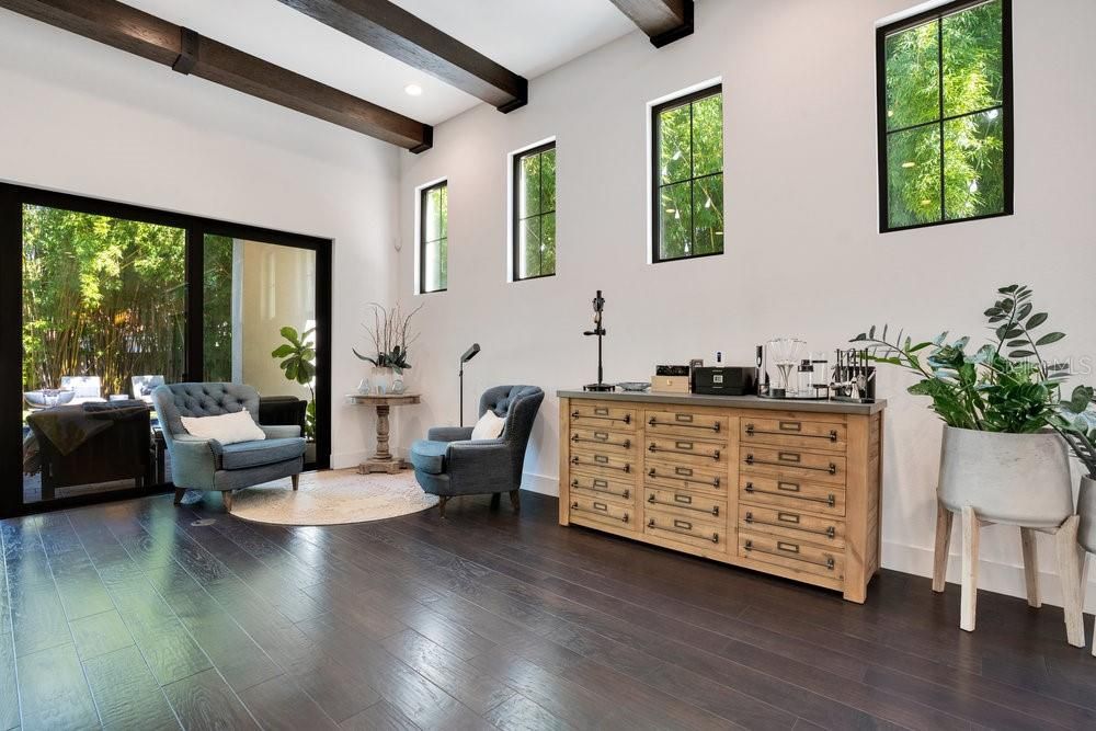 Interior, Recessed Lighting, Wooden Beams, Wood Texture Flooring