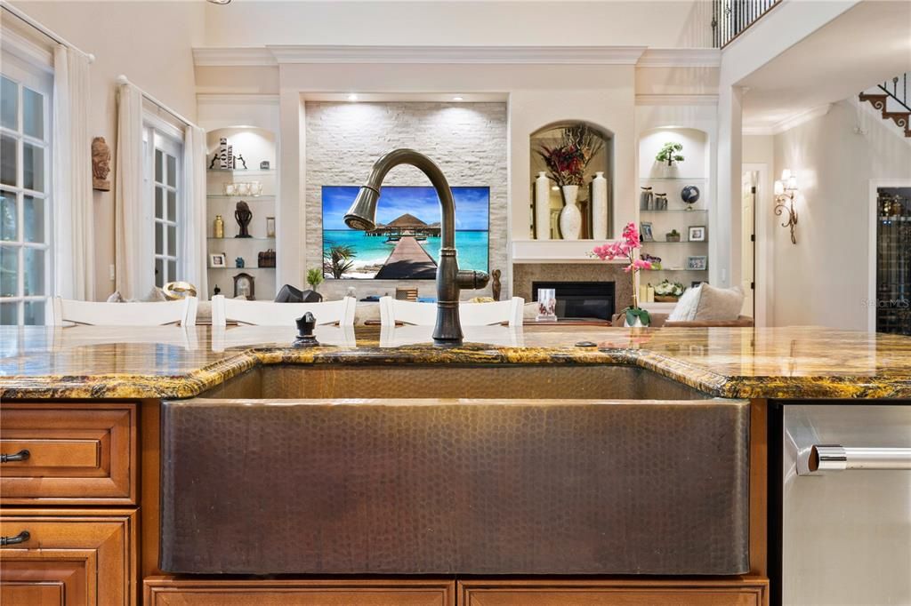 Fireplace, Interior, Kitchen, Recessed Lighting, Water