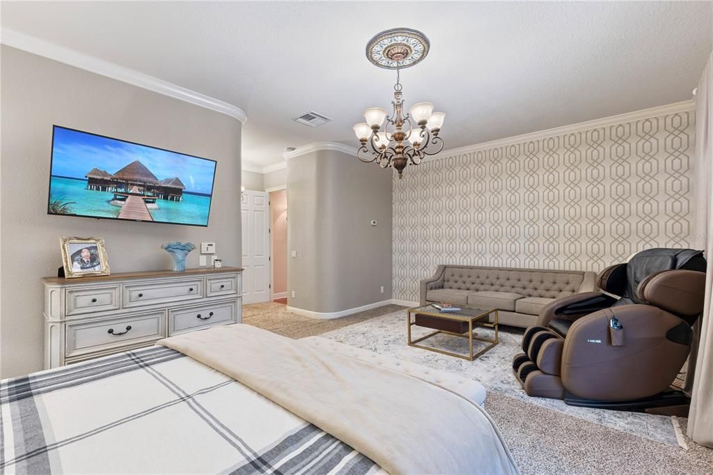 Bedroom, Chandelier, Interior