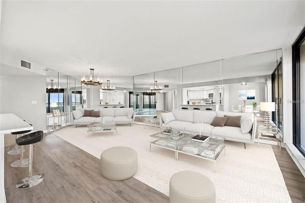 Interior, Living room, Pendant Lights, Wood Texture Flooring