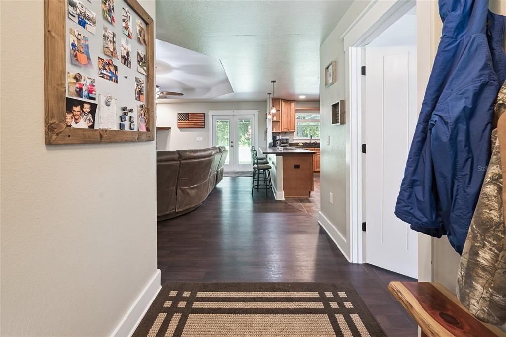 Interior, Kitchen, Pendant Lights, Recessed Lighting, Wood Texture Flooring