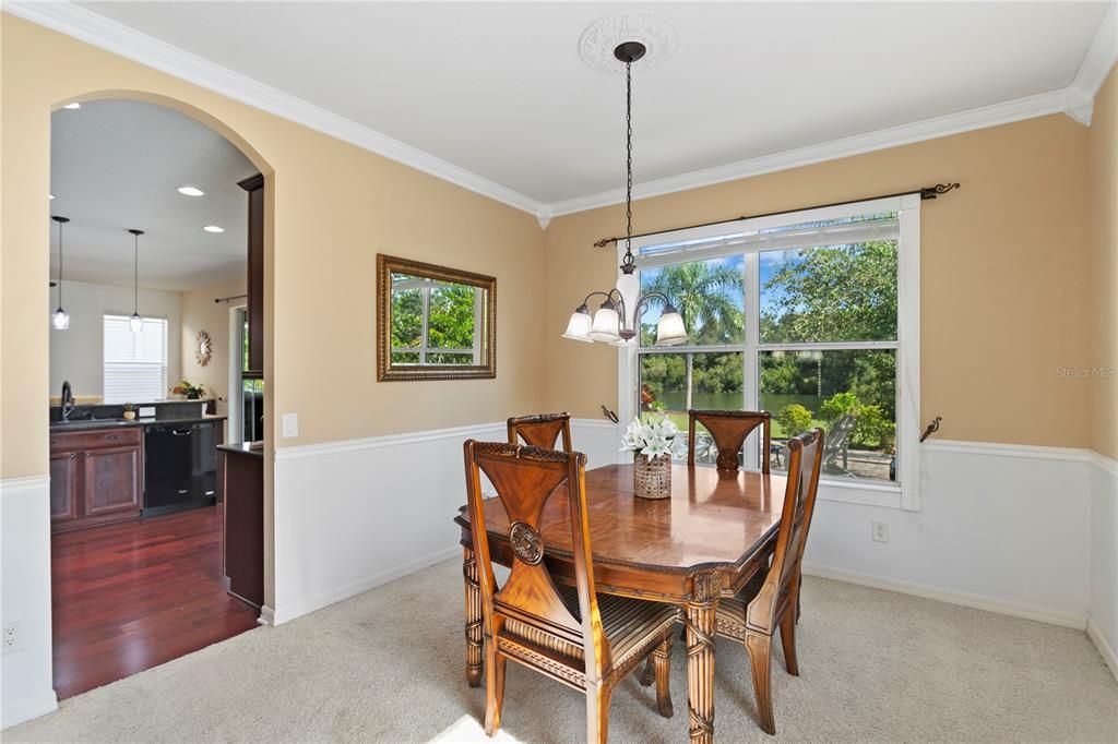 Chandelier, Dining room, Interior, Pendant Lights, Recessed Lighting, Wood Texture Flooring