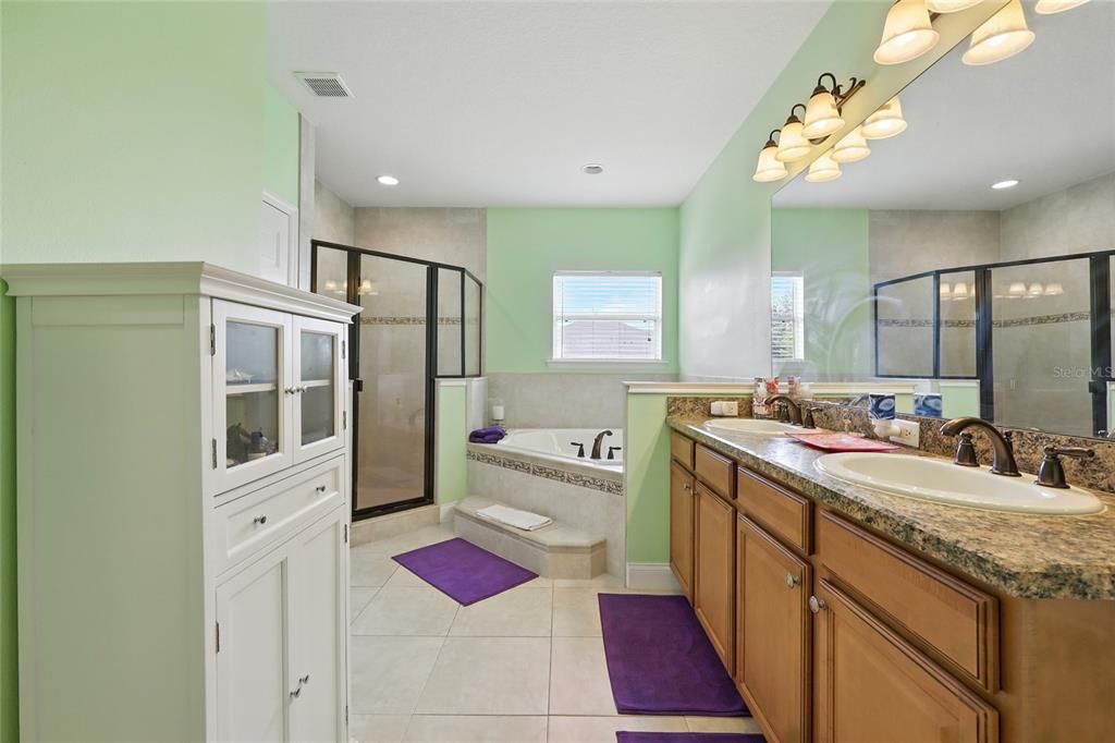 Bathroom, Dual Sink Vanities, Glass Shower, Interior, Recessed Lighting