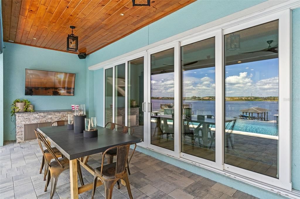 Dining room, Exterior, Interior, Water, Wooden Ceilings
