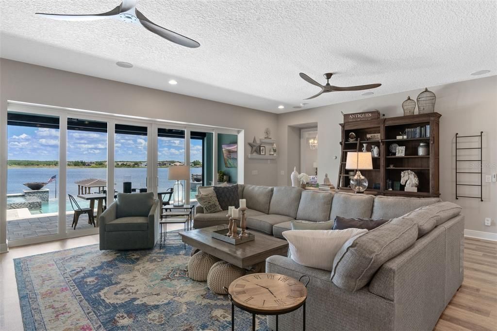 Interior, Living room, Recessed Lighting, Water, Wood Texture Flooring