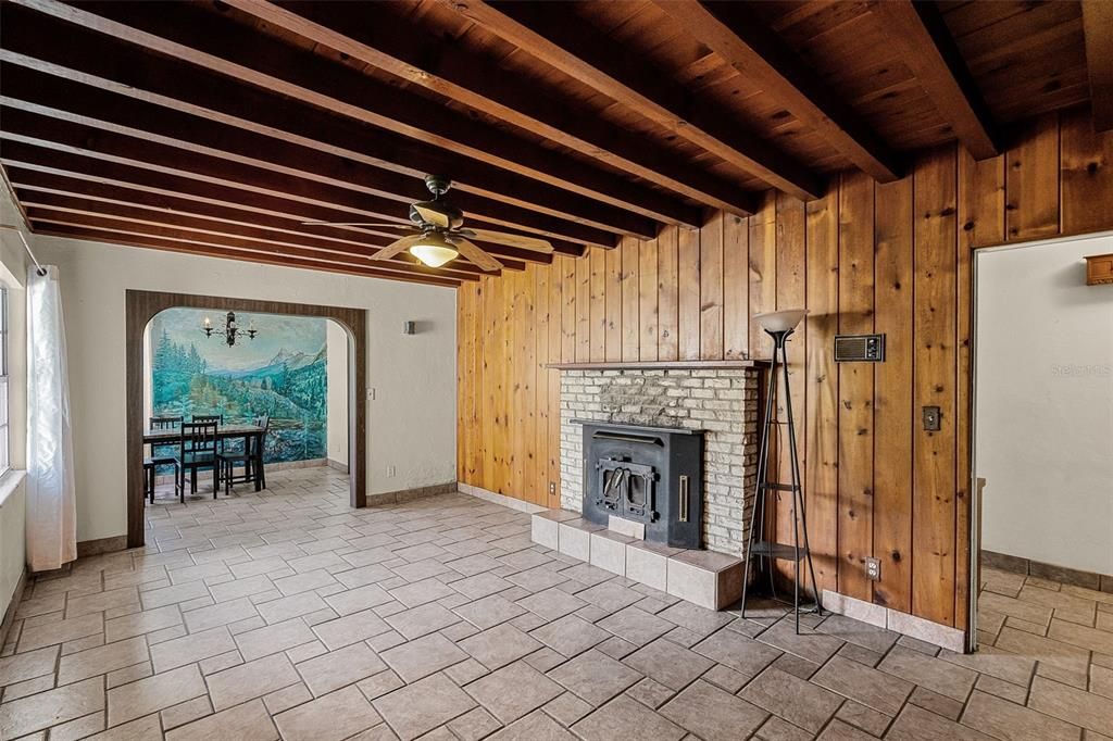 Fireplace, Interior, Wooden Beams, Wooden Ceilings, Wooden Walls