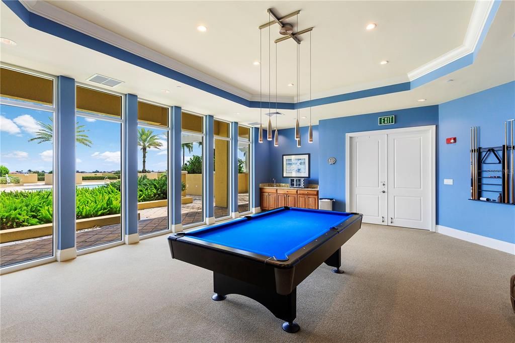 Billiard Table, Game Room, Interior, Pendant Lights, Recessed Lighting