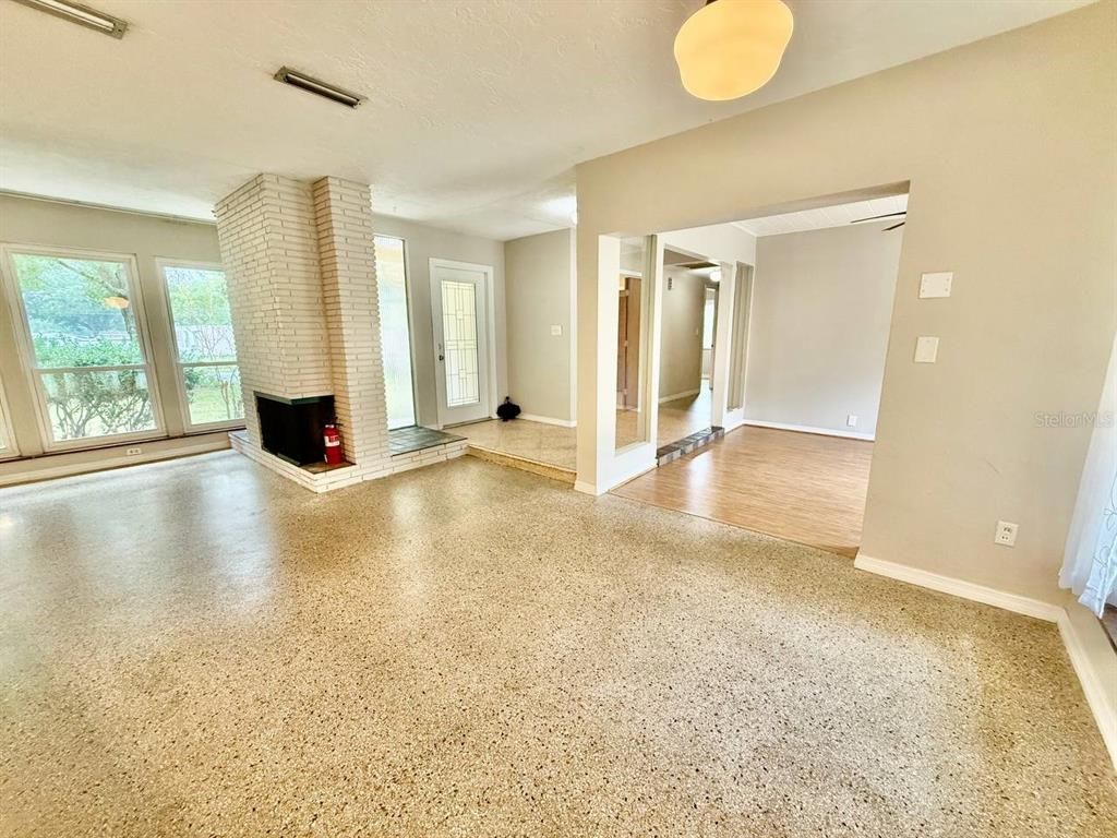 Empty room, Fireplace, Interior, Pendant Lights