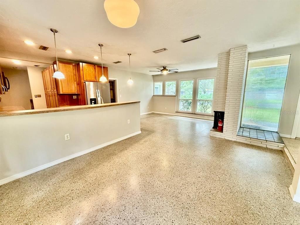 Empty room, Interior, Kitchen, Pendant Lights, Recessed Lighting