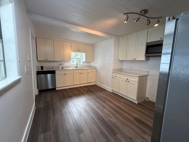 Interior, Kitchen, Stainless Steel Appliances, Wood Texture Flooring