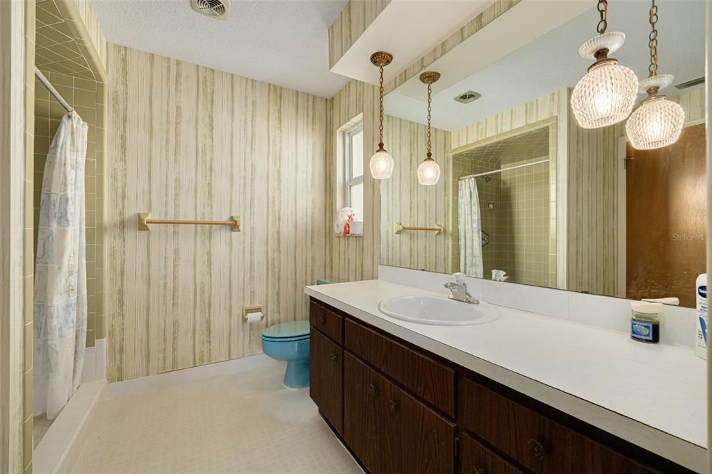 Bathroom, Glass Shower, Interior, Pendant Lights