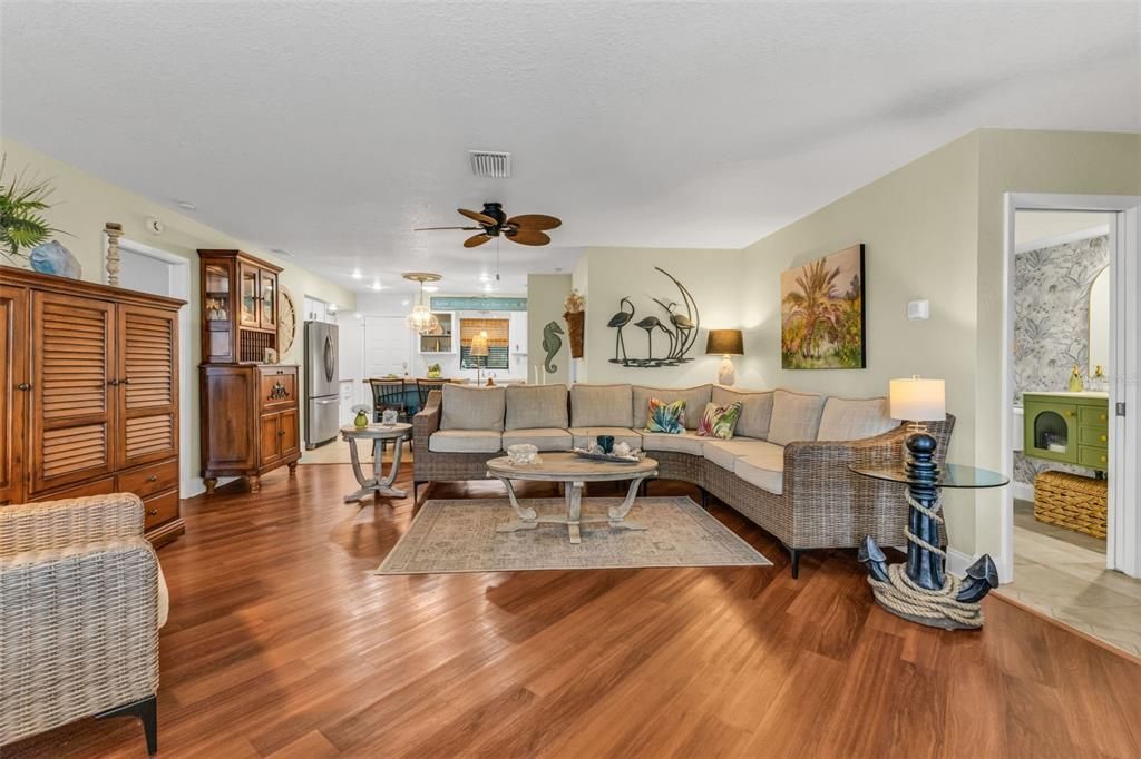 Fireplace, Interior, Kitchen, Living room, Wood Texture Flooring
