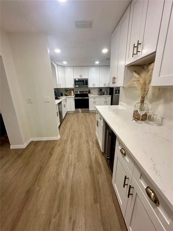 Interior, Kitchen, Recessed Lighting, Wood Texture Flooring