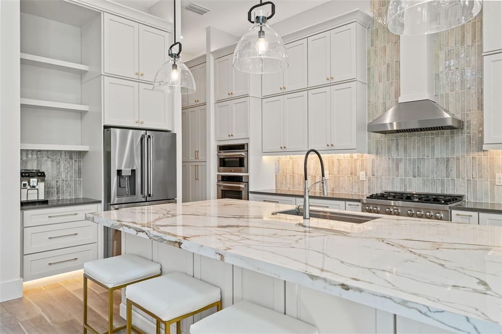 Interior, Kitchen, Pendant Lights, Stainless Steel Appliances, Wood Texture Flooring