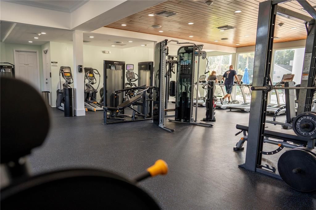 Fitness Equipment, Gym, Interior, Recessed Lighting, Wooden Ceilings