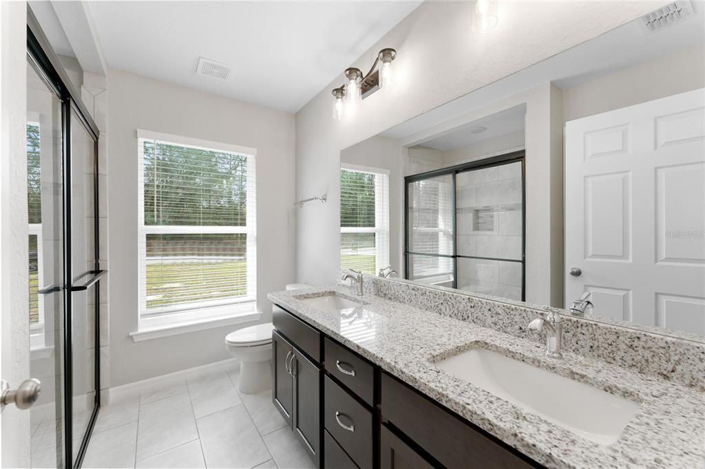 Bathroom, Dual Sink Vanities, Glass Shower, Interior