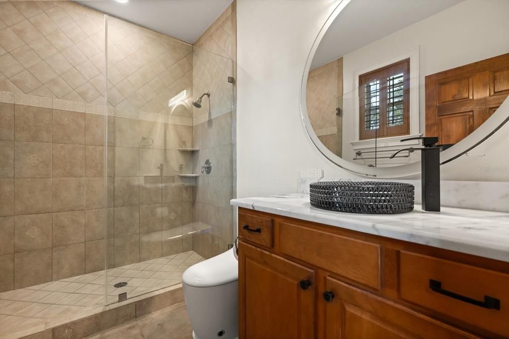 Bathroom, Glass Shower, Interior, Recessed Lighting