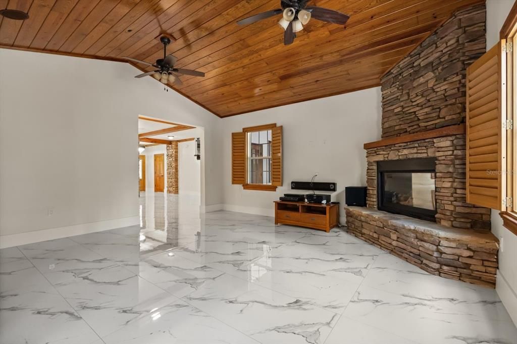 Fireplace, Interior, Marble, Wooden Ceilings