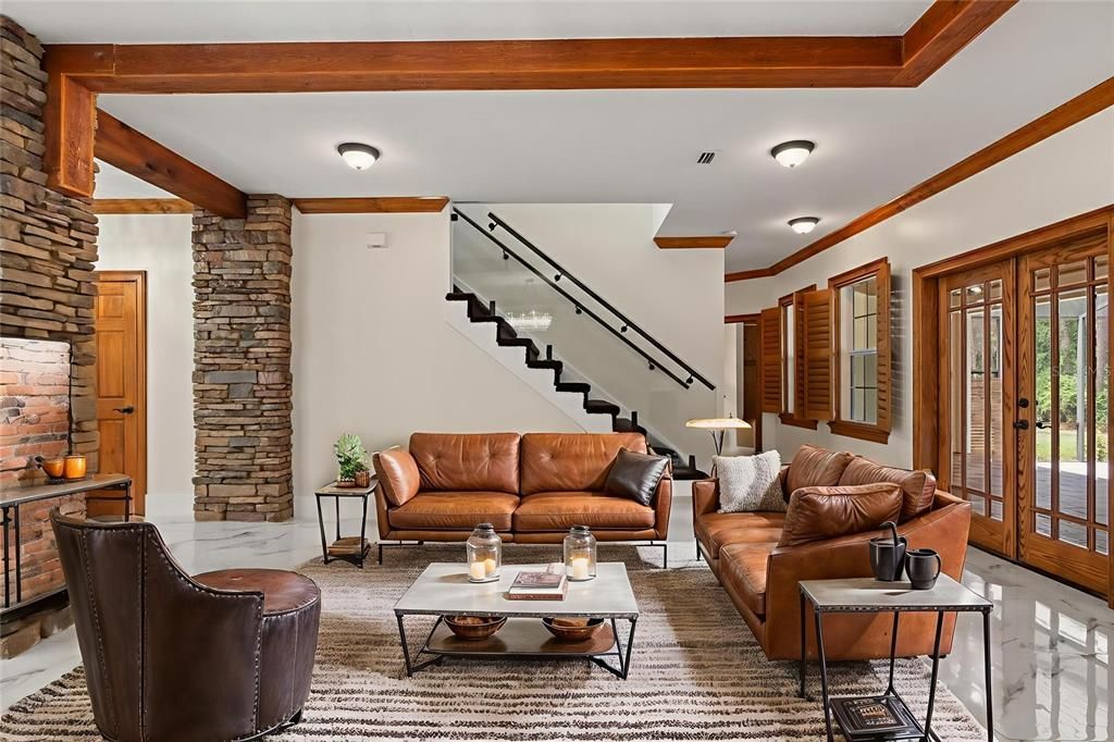 Interior, Living room, Stone Walls