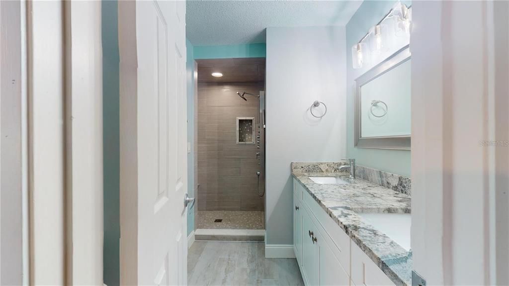 Bathroom, Interior, Recessed Lighting, Wood Texture Flooring