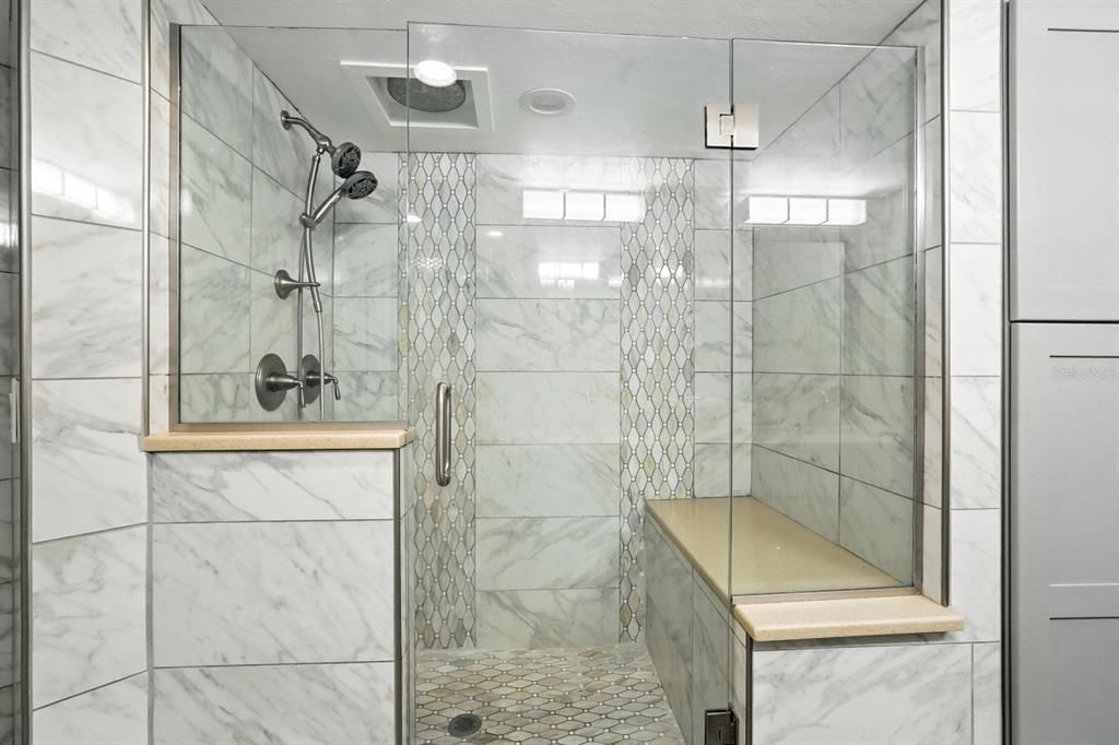 Bathroom, Glass Shower, Interior, Marble Walls