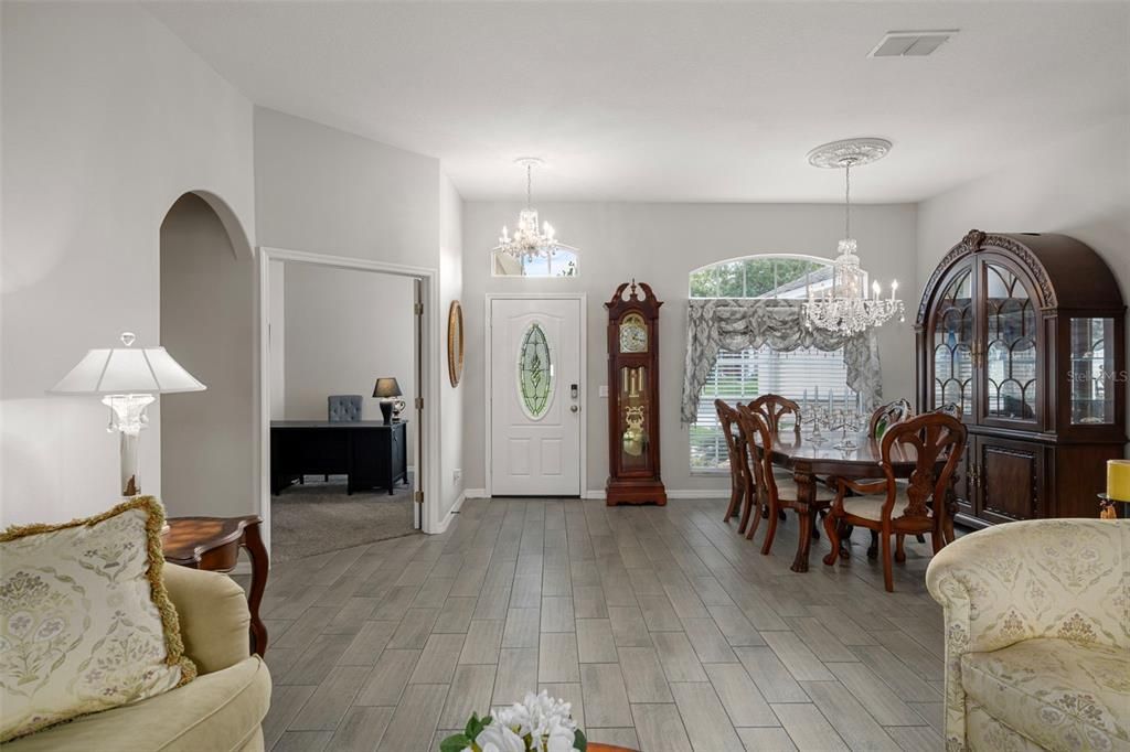 Chandelier, Dining room, Interior, Wood Texture Flooring
