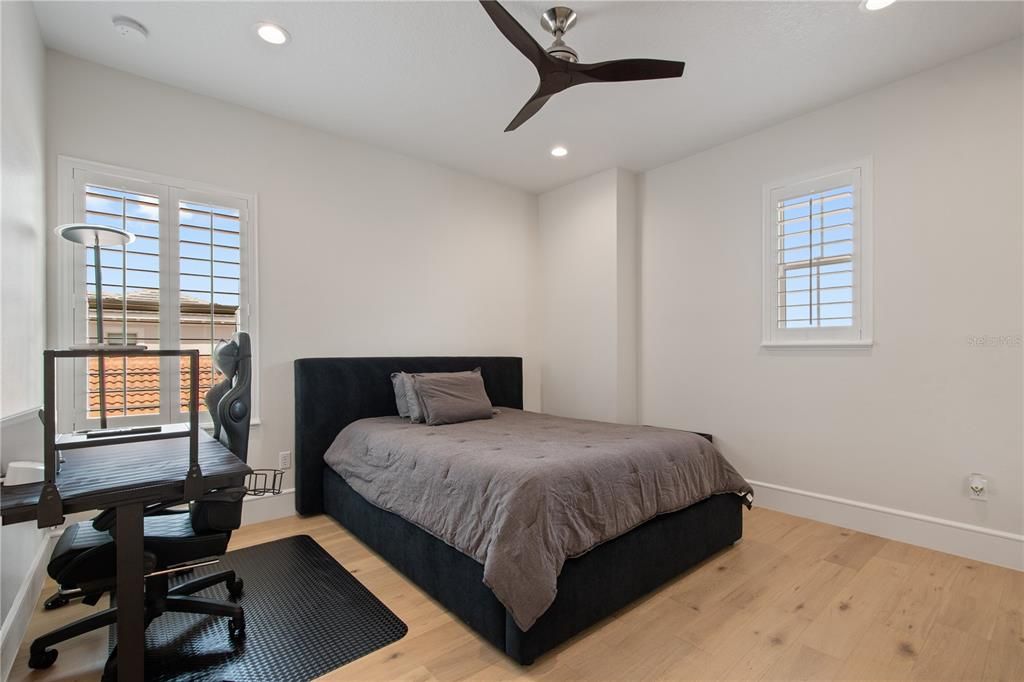 Bedroom, Home Office, Interior, Recessed Lighting, Wood Texture Flooring