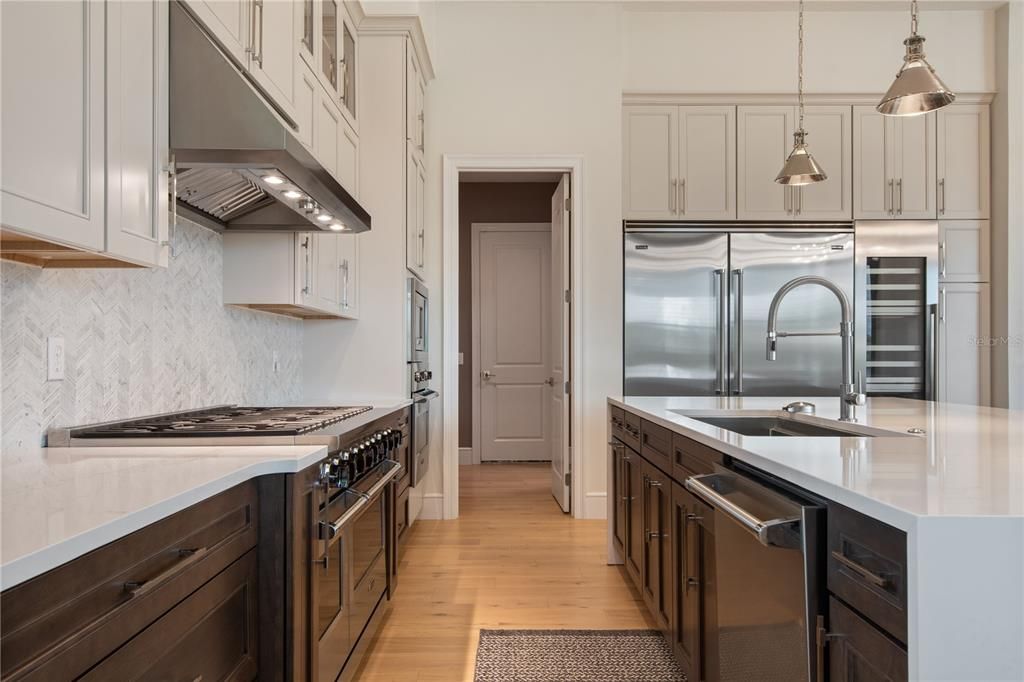 Interior, Kitchen, Pendant Lights, Stainless Steel Appliances, Wood Texture Flooring