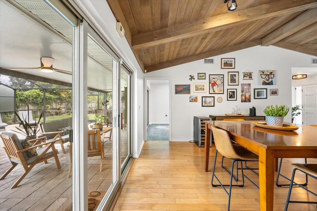 Dining room, Interior, Wooden Beams, Wooden Ceilings, Wood Texture Flooring