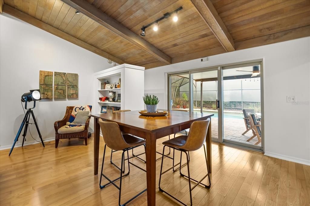 Dining room, Interior, Wooden Beams, Wooden Ceilings, Wood Texture Flooring