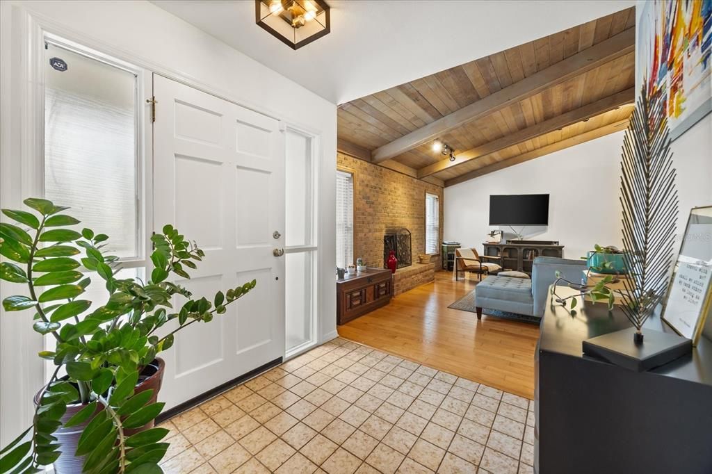 Fireplace, Interior, Living room, Stone Walls, Wooden Beams, Wooden Ceilings, Wood Texture Flooring