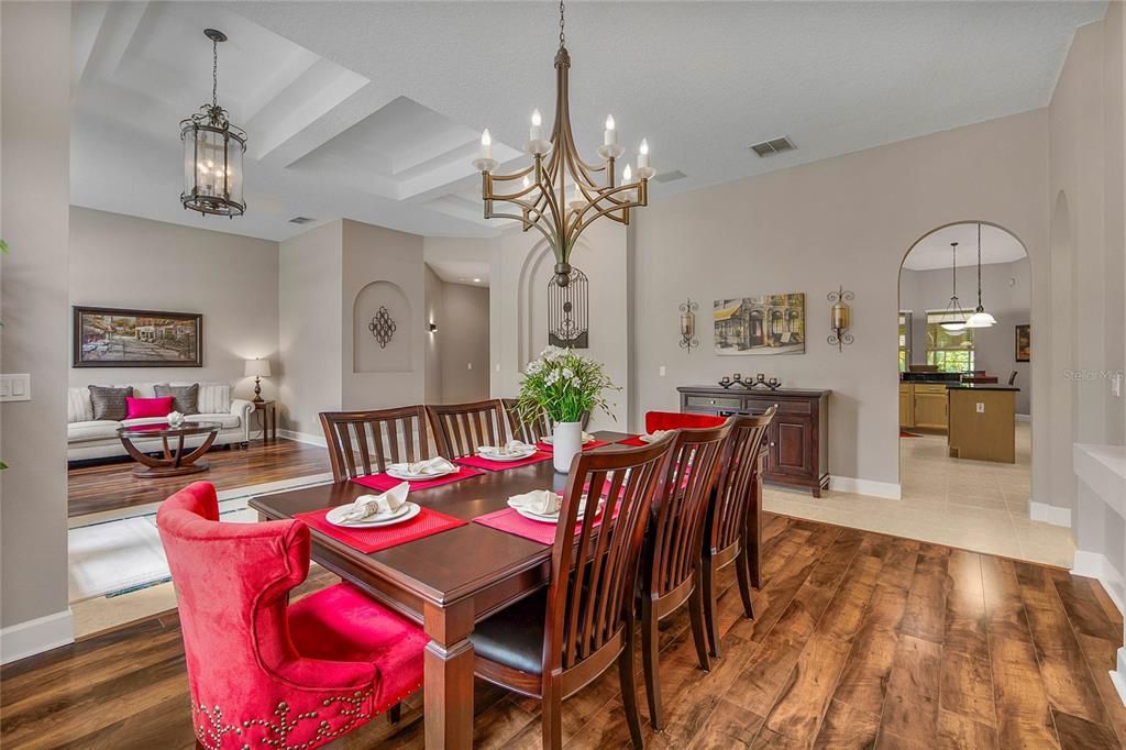 Chandelier, Dining room, Interior, Living room, Pendant Lights, Wood Texture Flooring