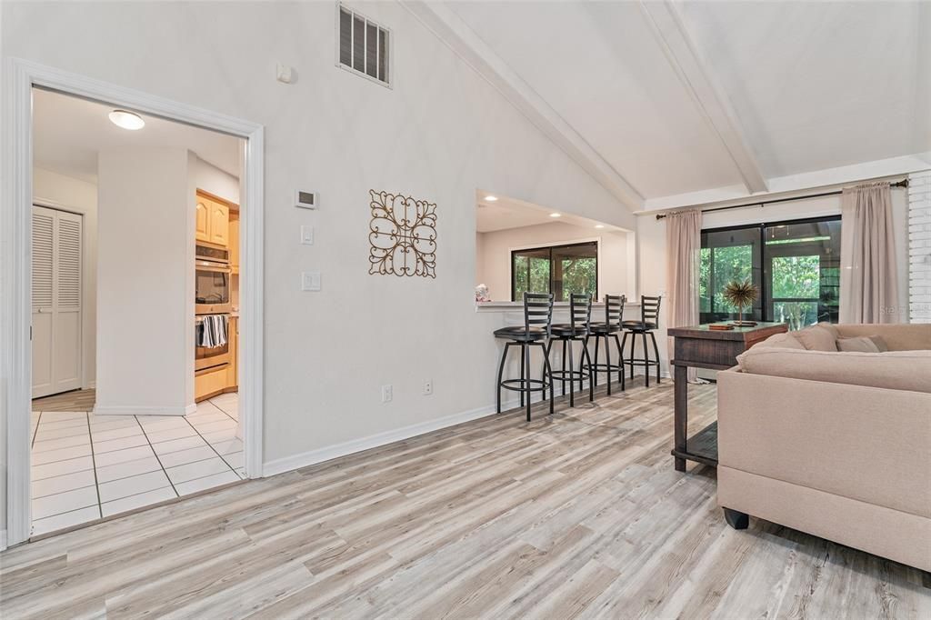 Interior, Living room, Recessed Lighting, Wood Texture Flooring