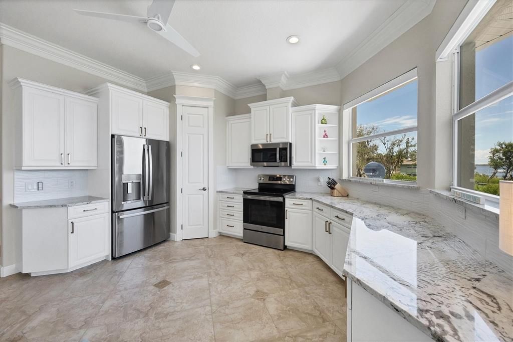 Interior, Kitchen, Recessed Lighting, Stainless Steel Appliances, Water