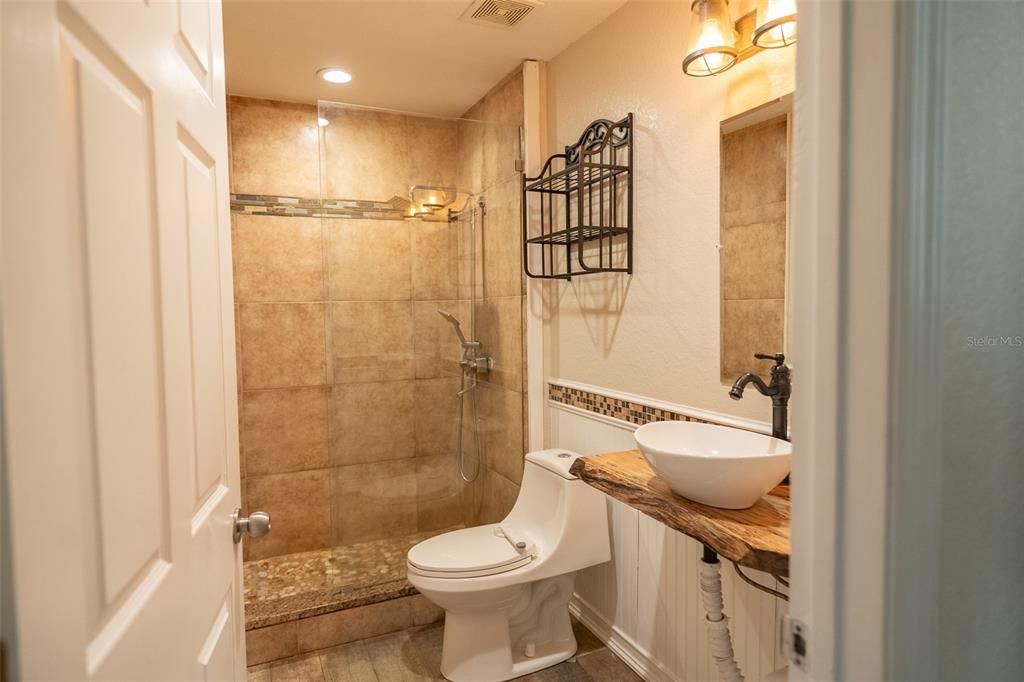 Bathroom, Glass Shower, Interior, Recessed Lighting