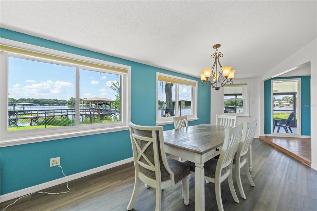 Chandelier, Dining room, Interior, Water, Wood Texture Flooring
