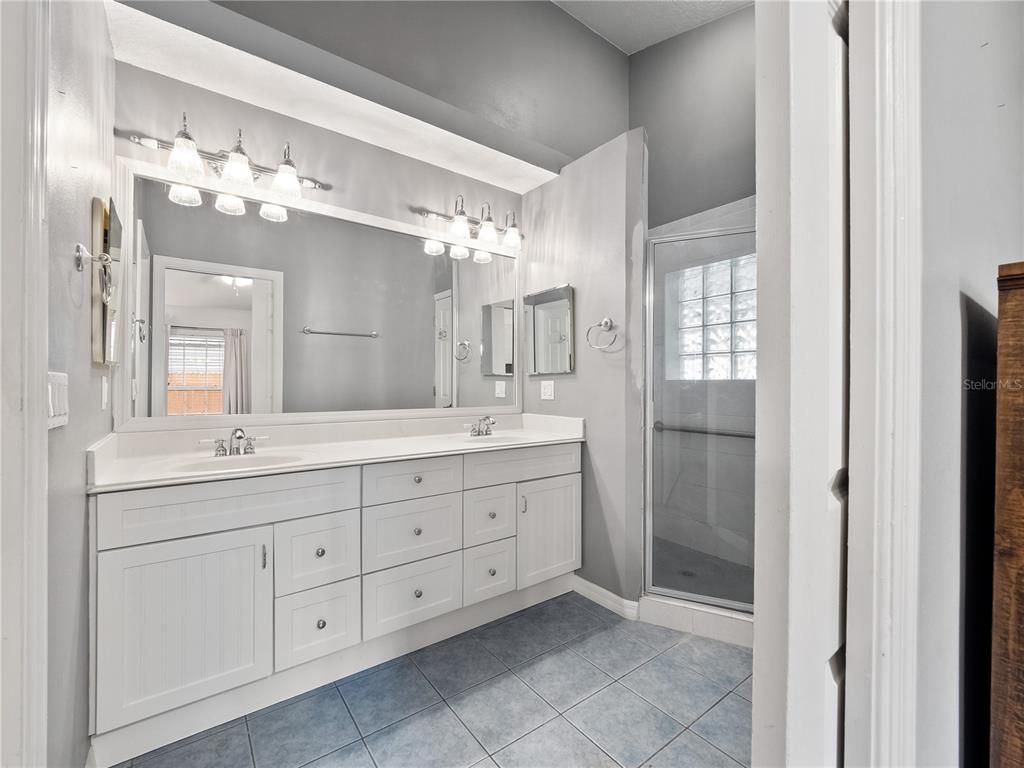 Bathroom, Dual Sink Vanities, Glass Shower, Interior