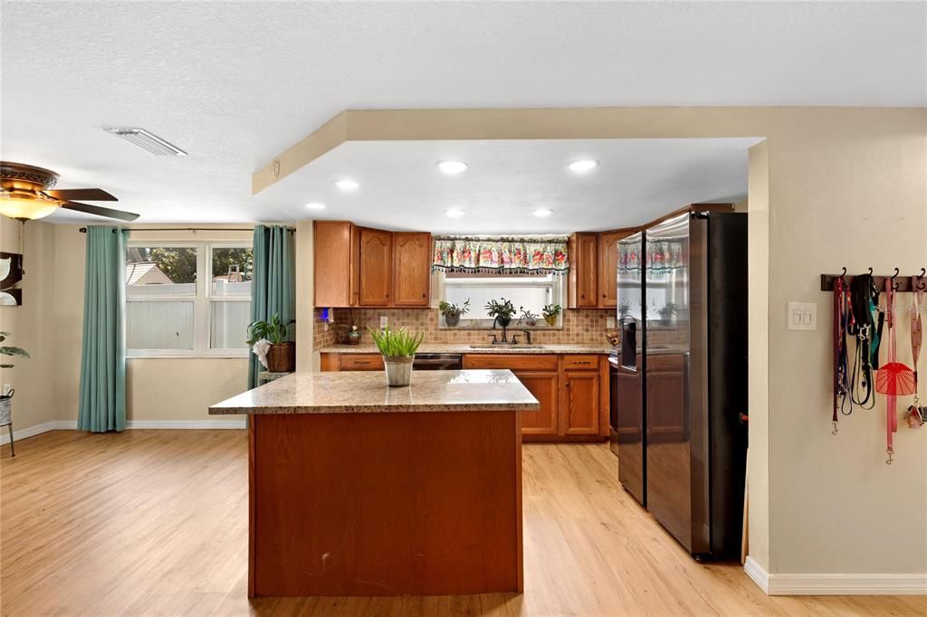 Interior, Kitchen, Recessed Lighting, Wood Texture Flooring
