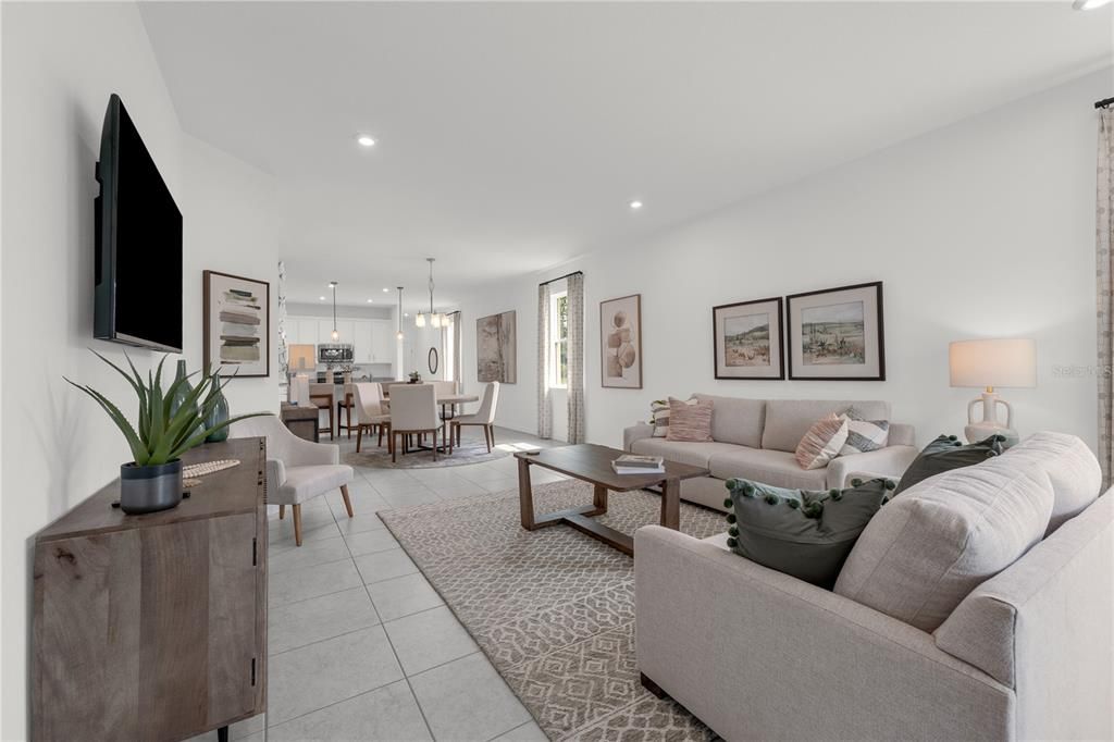 Dining room, Interior, Living room, Pendant Lights, Recessed Lighting