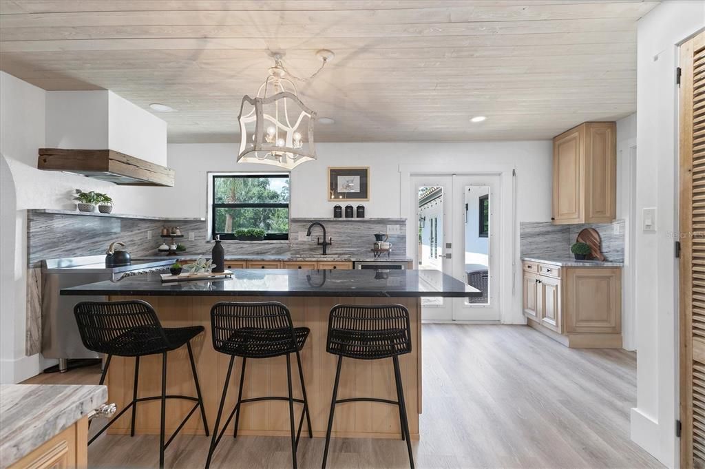 Interior, Kitchen, Pendant Lights, Recessed Lighting, Wood Texture Flooring