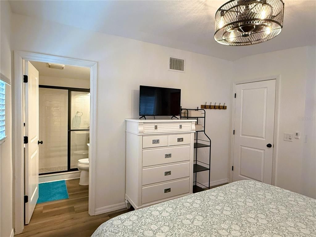 Bathroom, Bedroom, Glass Shower, Interior, Wood Texture Flooring