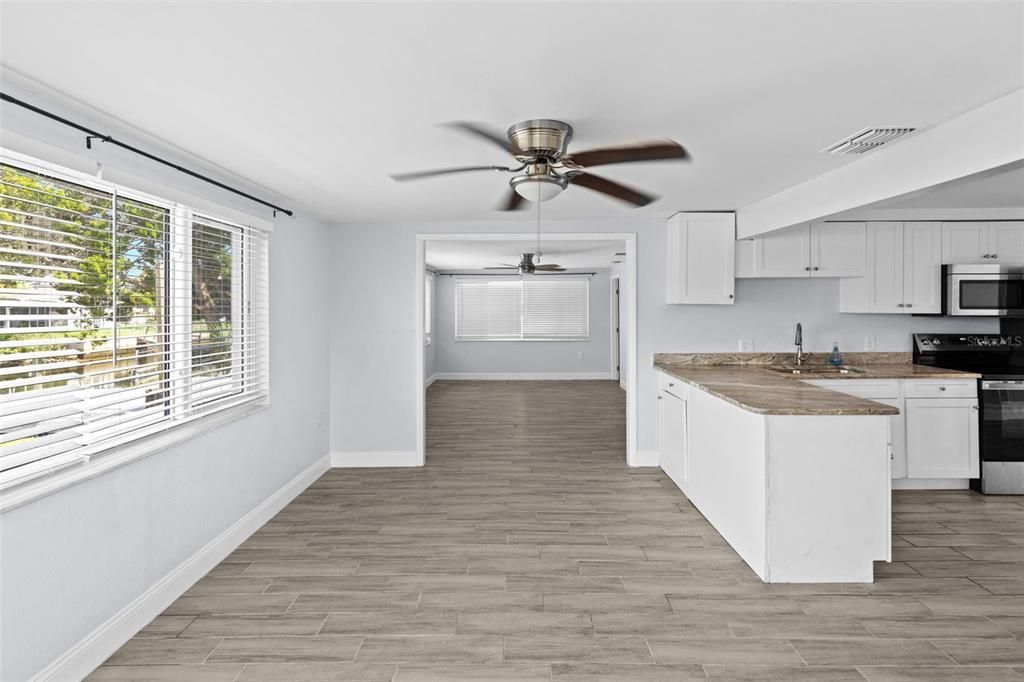 Interior, Kitchen, Wood Texture Flooring