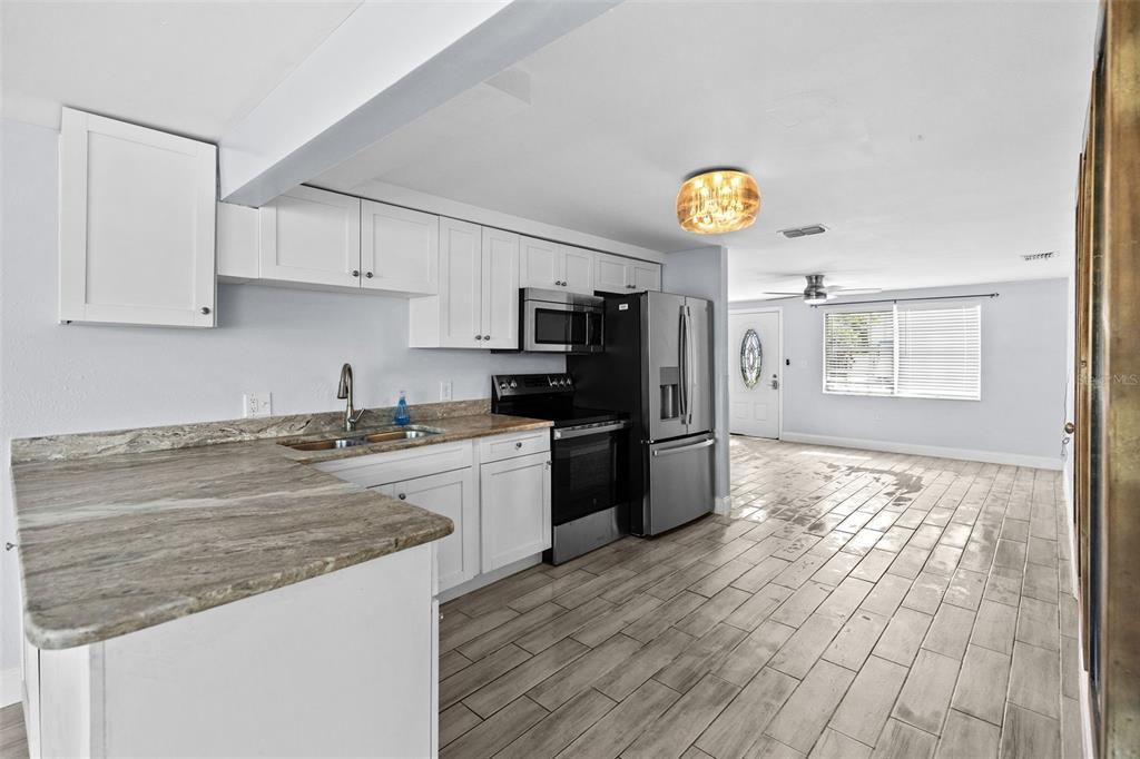 Interior, Kitchen, Stainless Steel Appliances, Wood Texture Flooring