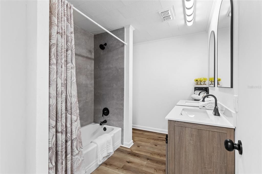 Bathroom, Interior, Wood Texture Flooring