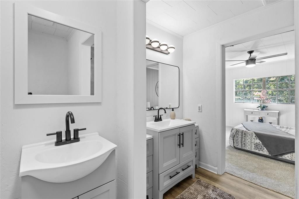 Bathroom, Bedroom, Dual Sink Vanities, Interior, Wood Texture Flooring
