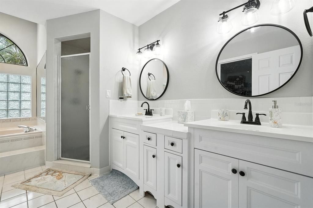 Bathroom, Dual Sink Vanities, Glass Shower, Interior
